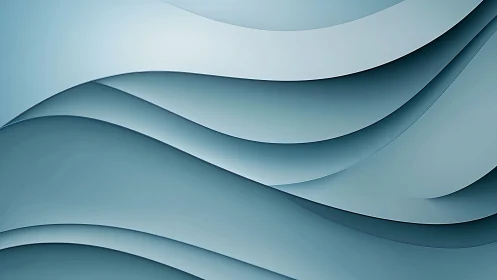 Layered cyan gradient waves with smooth curved paper surfaces