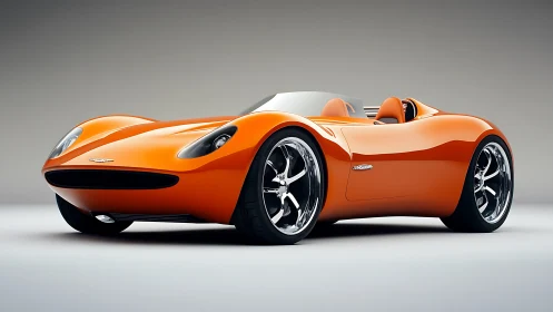 Tangerine roadster stretches like molten speed across studio light