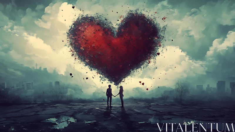 Lovers Beneath Fractured Heart. Digital Romance.