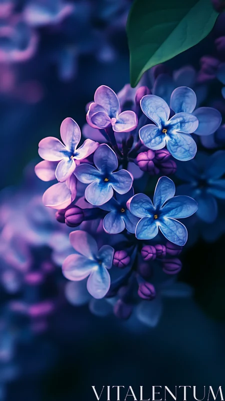 Luminescent Blue Flowers Blooming in Twilight.