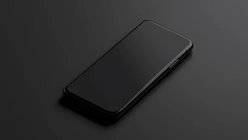 Modern smartphone on dark surface in minimalist lighting style.