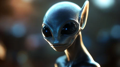 Bioluminescent alien portrait in cinematic shallow focus render.