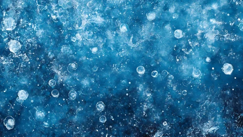 Starlit blue cosmos swirls gently with bright floating orbs