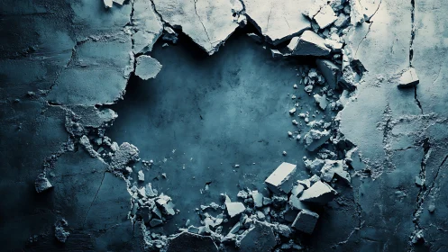 Ragged concrete halo opens a silent portal in cold stone