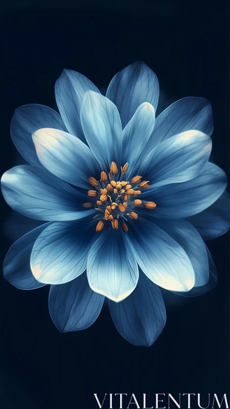 Delicate Blue Blossom with Golden Heart.