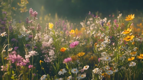 Wildflower Meadow Blooms in Golden Light.