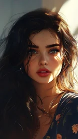 Sunlit digital portrait captures intense gaze and soft shadows