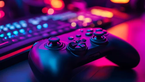 Neon Gamepad Dreams: Electric Controller Symphony.