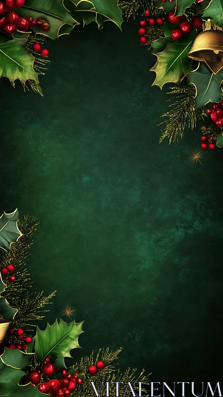 Christmas holly border frames deep green festive background