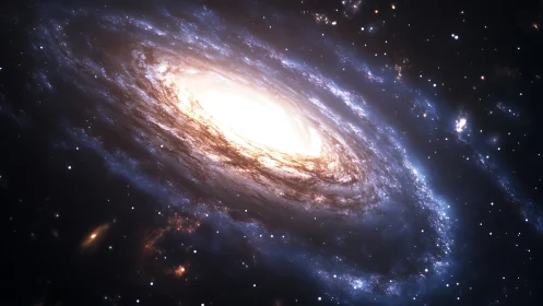 Spiral galaxy core glows within dense star field halo