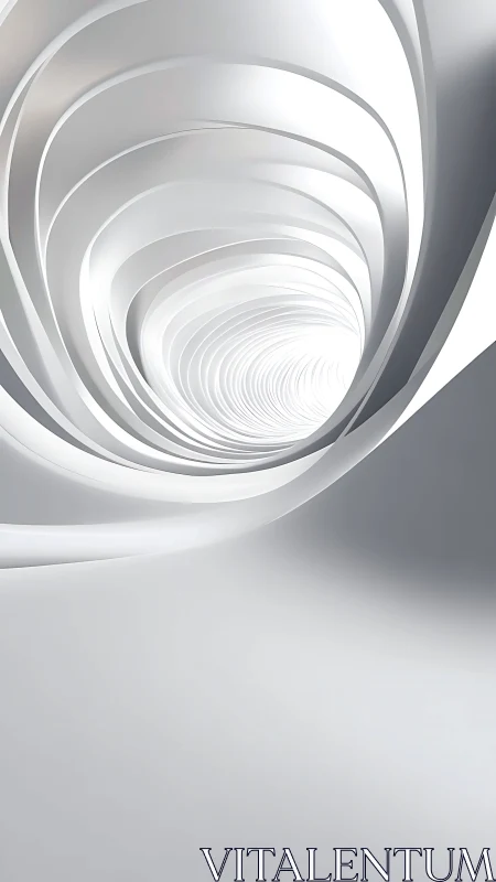 Silver spiral passageway curls into luminous infinity glow.