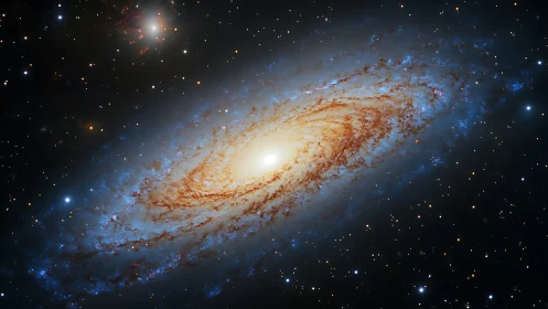 Spiral galaxy glow swirling through a quiet starry night.