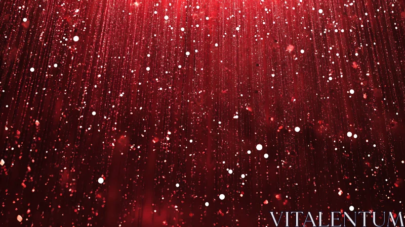 Red vertical light streaks and floating white bokeh particles