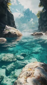 Alpine Gorge with Turquoise River Valley.