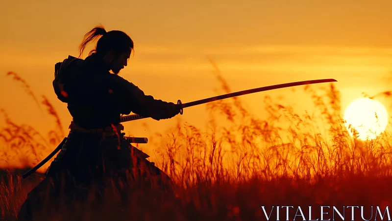 Sunset bladesong carves a bright horizon of silent resolve