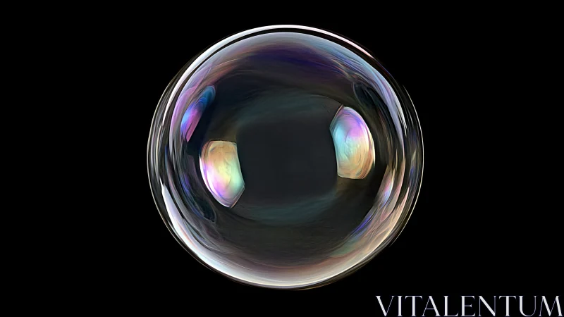 Single spherical soap bubble floats against uniform black background