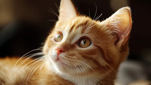 Ginger-and-white domestic feline with striking amber ocular features