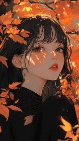 Autumn-lit anime portrait renders soft diffuse rim lighting