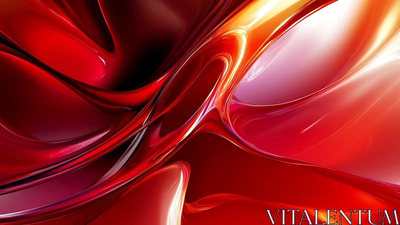 Chromed translucent red fluid curves in high-gloss abstraction