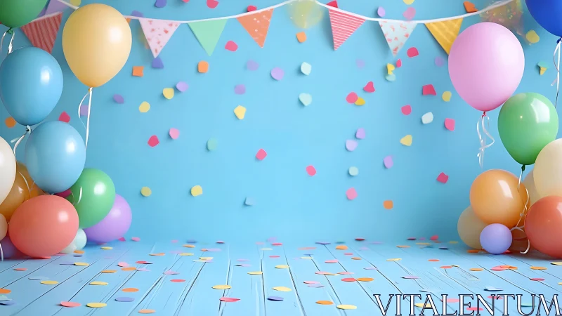 Vibrant Birthday Party Scene With Colorful Balloons.