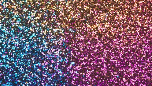 Dense multicolor glitter surface forms continuous bokeh gradient