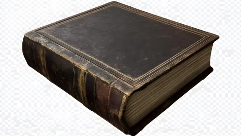 Large antique book with worn leather cover, classic vintage style.