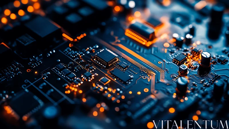 Glowing circuit board quietly celebrates modern digital life