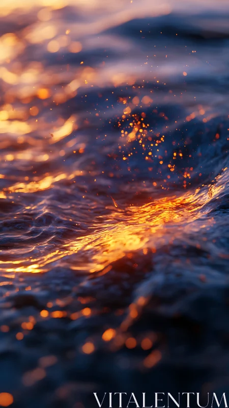 Molten sunset dances across midnight-blue ocean ripples