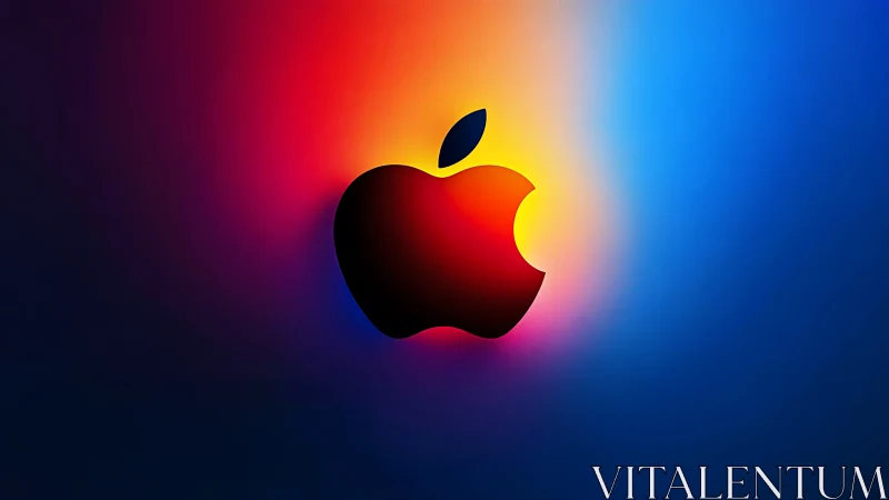 Luminous apple silhouette amid radiant gradient glow.