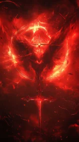 Infernal sigil convergence with cruciform energy conduit.