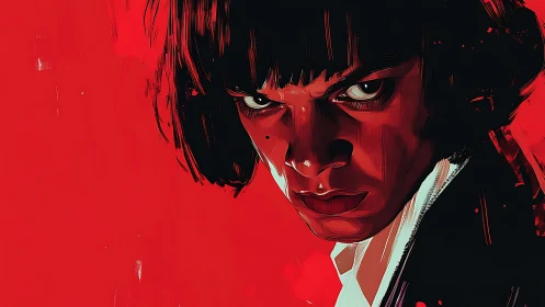 Intense stylized portrait shows harsh lighting and sharp focus