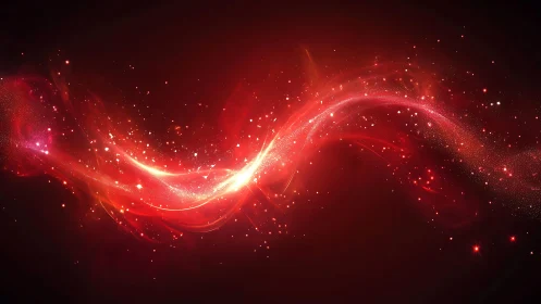 Vibrant Red Light Wave on Dark Background, Abstract Digital Art.