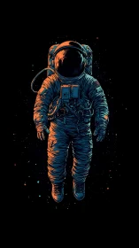 Lone spacewalker drifting through a quiet cosmic glow.