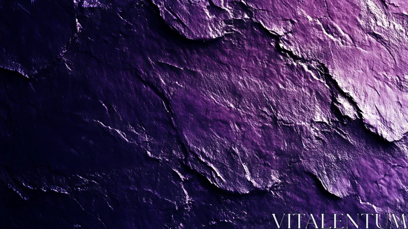 Iridescent violet rock relief shows directional side lighting