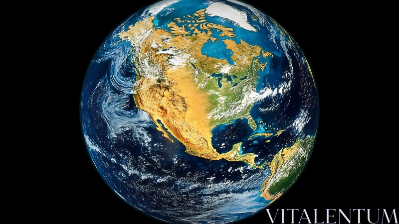 Satellite composite of Earth highlighting North American landmasses.