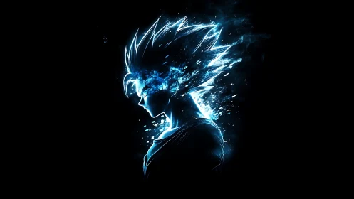 Starlit warrior erupts as neon aura shatters the dark