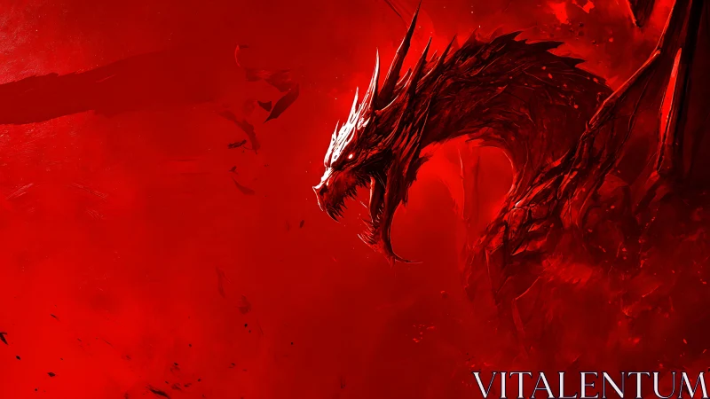 Red-toned digital rendering of a stylized dragon profile.