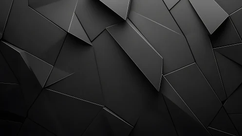 Matte black low-poly polygonal surface with hard-edged planar facets