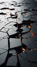 Molten light seeping through a fractured obsidian skin.