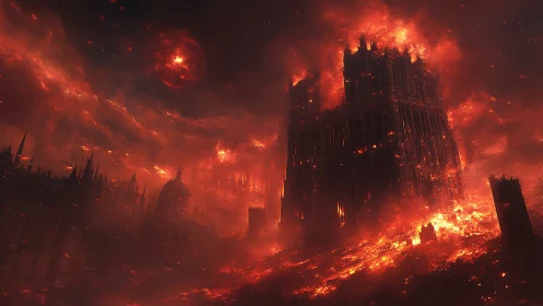 Hellscape Cathedral Burns Against the Crimson Apocalypse