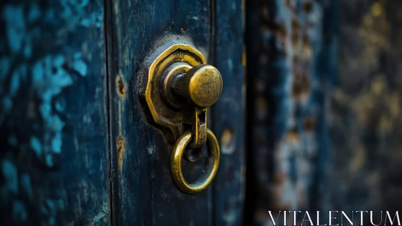 Timeworn brass door ring invites curiosity and quiet wonder