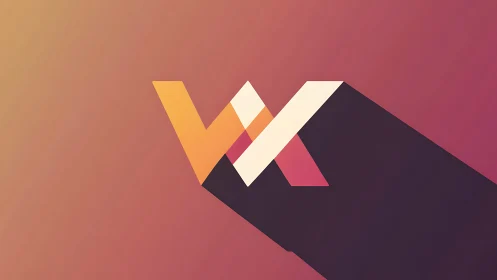 Geometric monogram logo with long diagonal vector shadow.