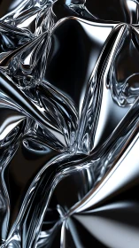 Liquid chrome folds in high-contrast abstract metallic flow.