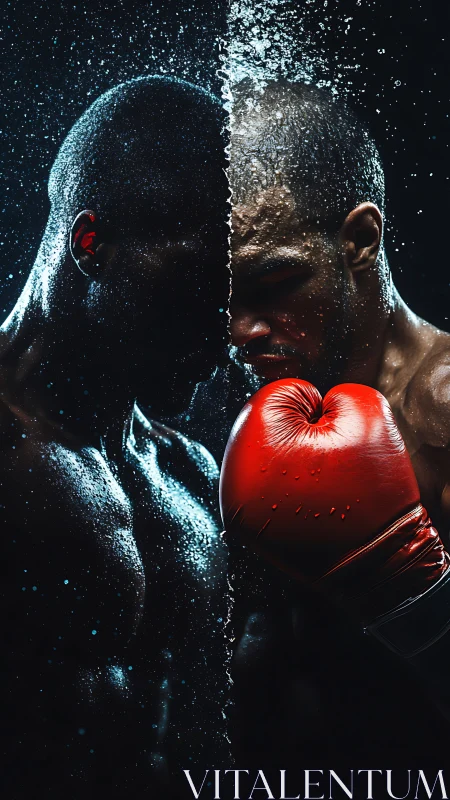 Boxer Portrait with Water Droplets and Particle Effect