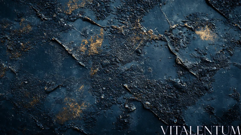 Midnight slag terrain kissed by scattered ember-gold flecks.