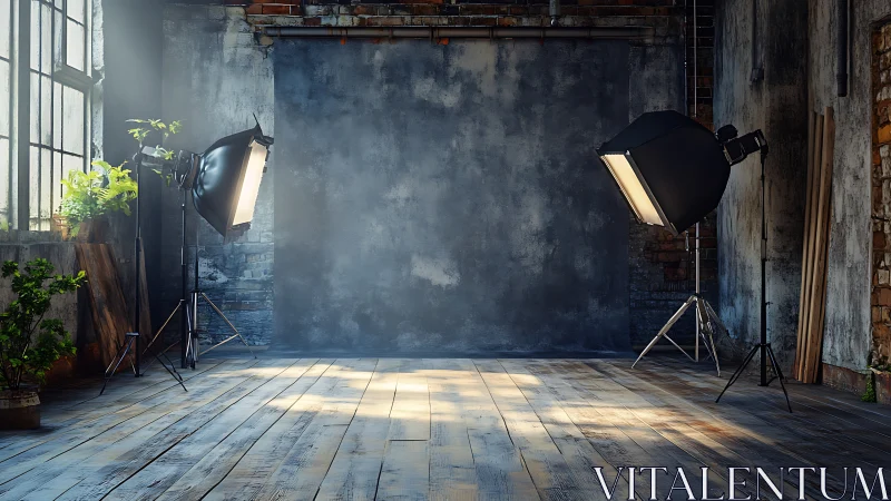 Sunlit industrial studio waits quietly for creative portraits
