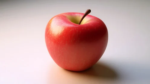 Glossy red apple stands in soft studio light for realism