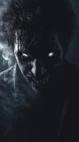 Shadowlit creature with glowing eyes stalking the darkness.