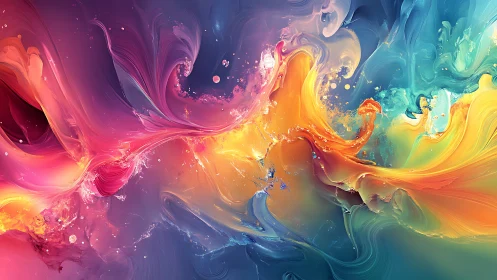 Fluid multicolor abstract waves in dynamic curved motion.