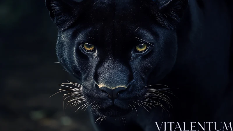 Luminescent Gaze: Midnight Panther's Golden Eyes.